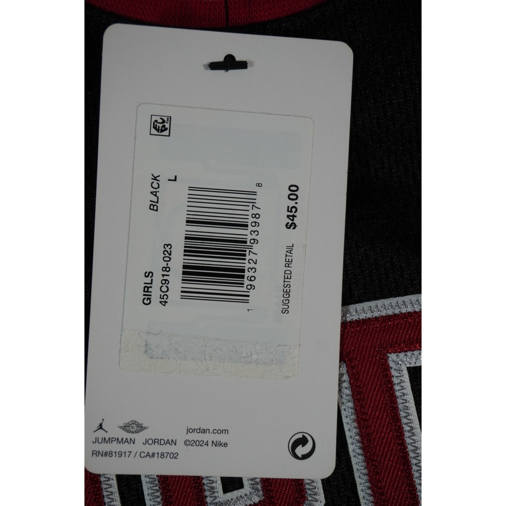 Jordan Nike‎ Girls 23 Jersey Long Tank Top  Size L Gym Black Sleeveless MSRP $45 - Picture 12 of 12